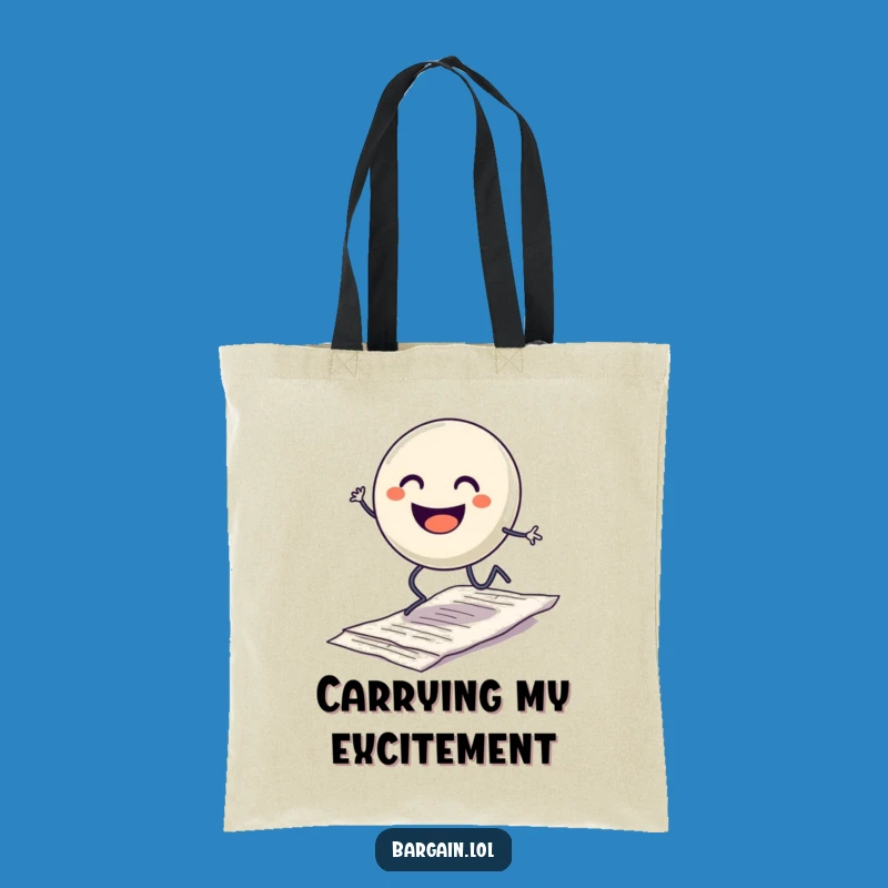 Funny Hopping Button Tote Bag: Carry Your Essentials with This Hilarious, Cheerful Character's Enthusiasm!