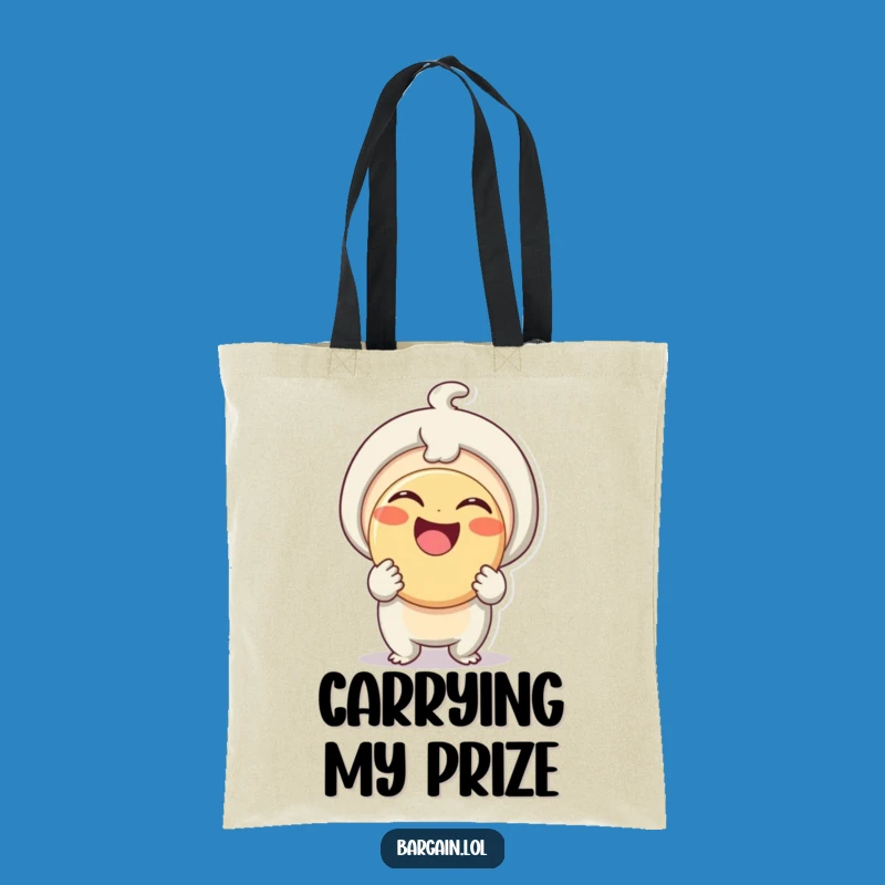 Funny Button Collector Tote Bag: Carry Your Essentials with This Delightful Being's Giant Button!