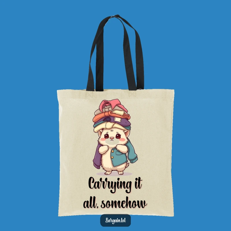 Funny Creature Balancing Tote Bag: Carry Vintage Style with Humor