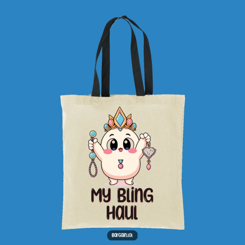 Funny Treasure Tote Bag: Blob Character Bling, Practical Hilarious Gift